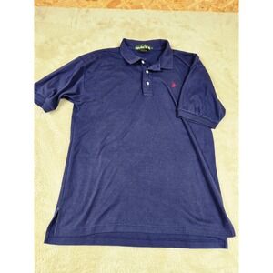 Knights of Round Table Mens Polo Shirt Navy Blue Red Horse‎ Logo Size L